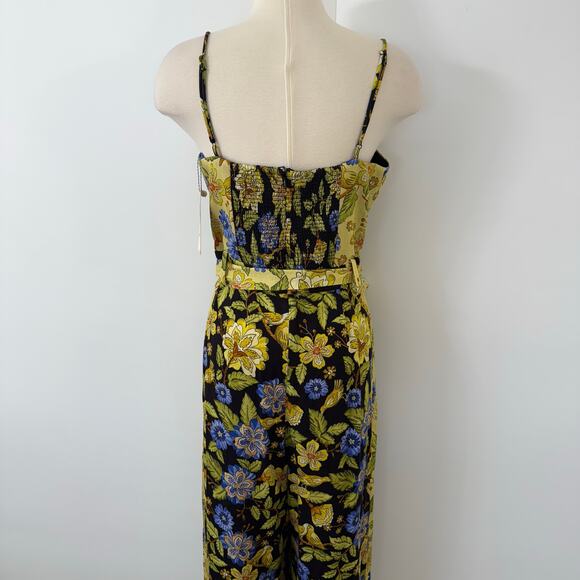Farm Rio Square-Neck Floral Jumpsuit Wide Leg Smocked Back L NWT - Picture 8 of 16